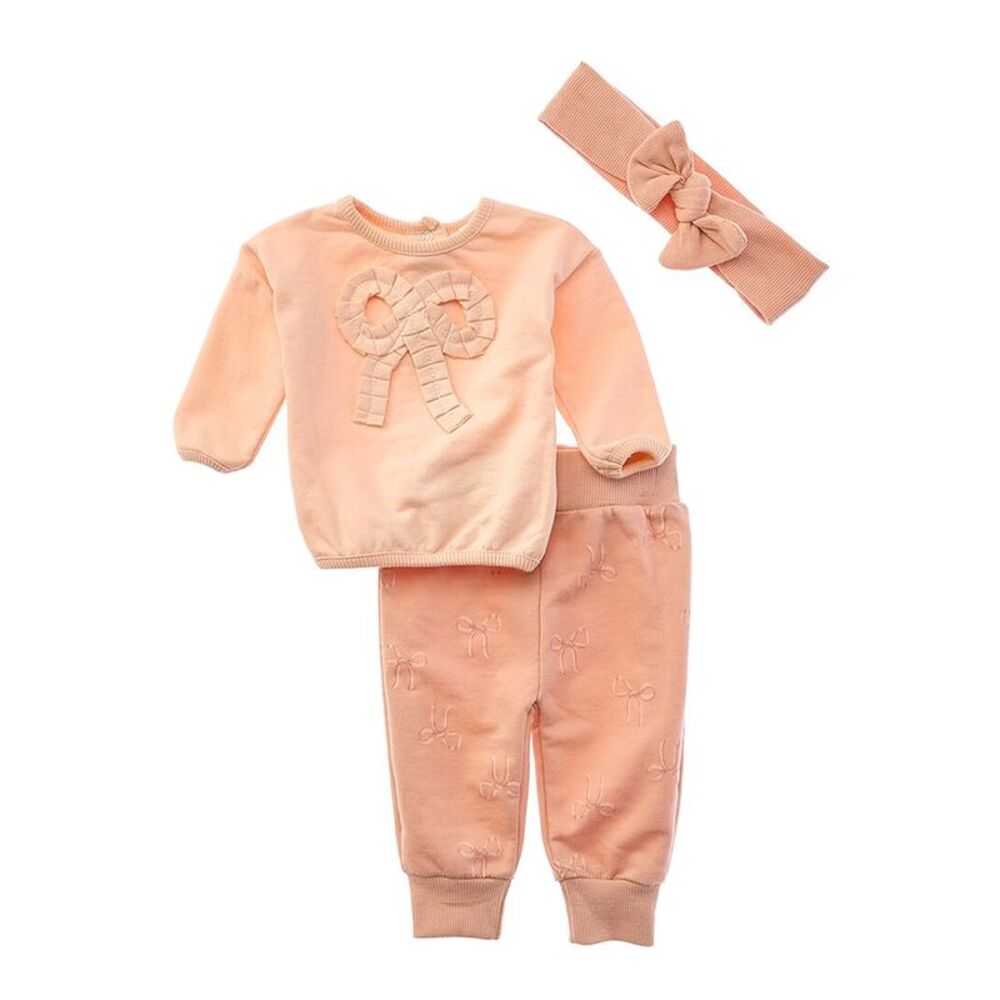 Adley & Hudson  3Pc Sweatshirt, Pant, & Headband Set, Pink